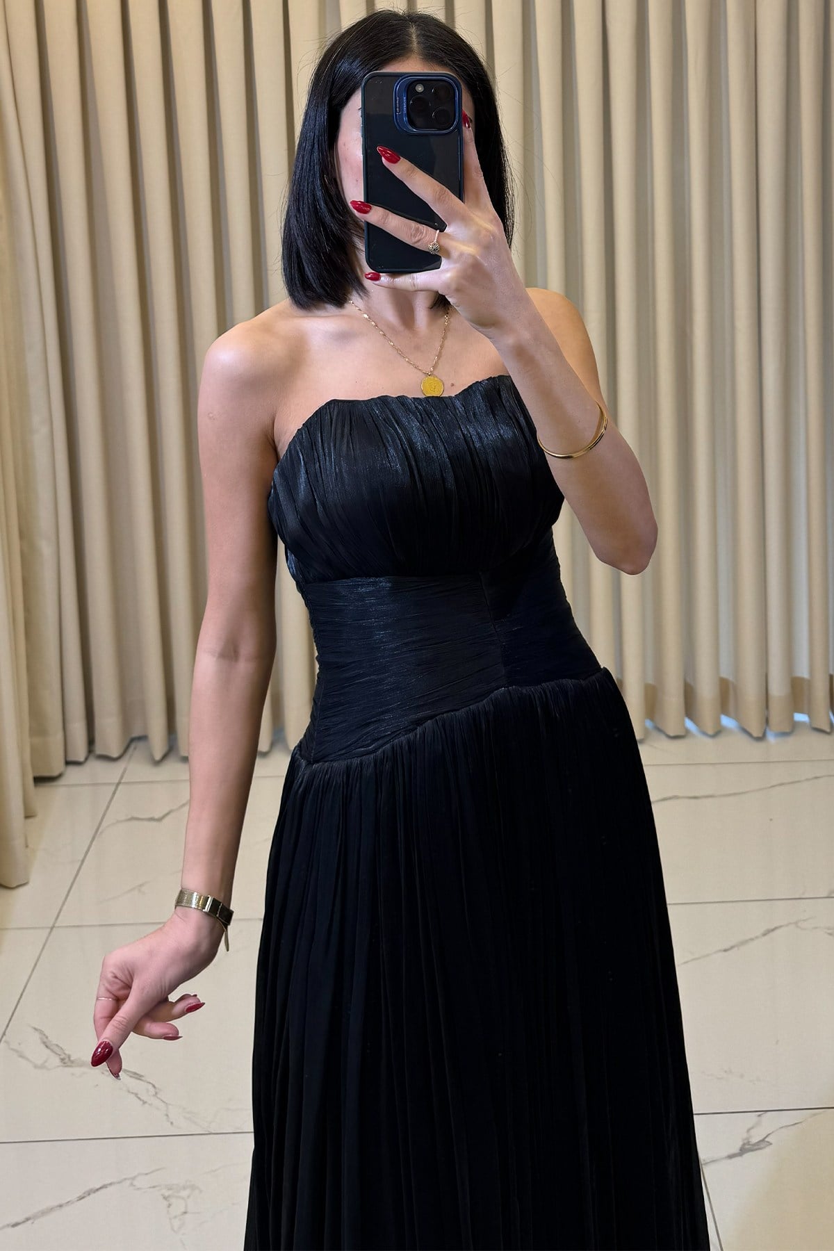 Straplez Uzun Abiye Siyah - Görsel 2