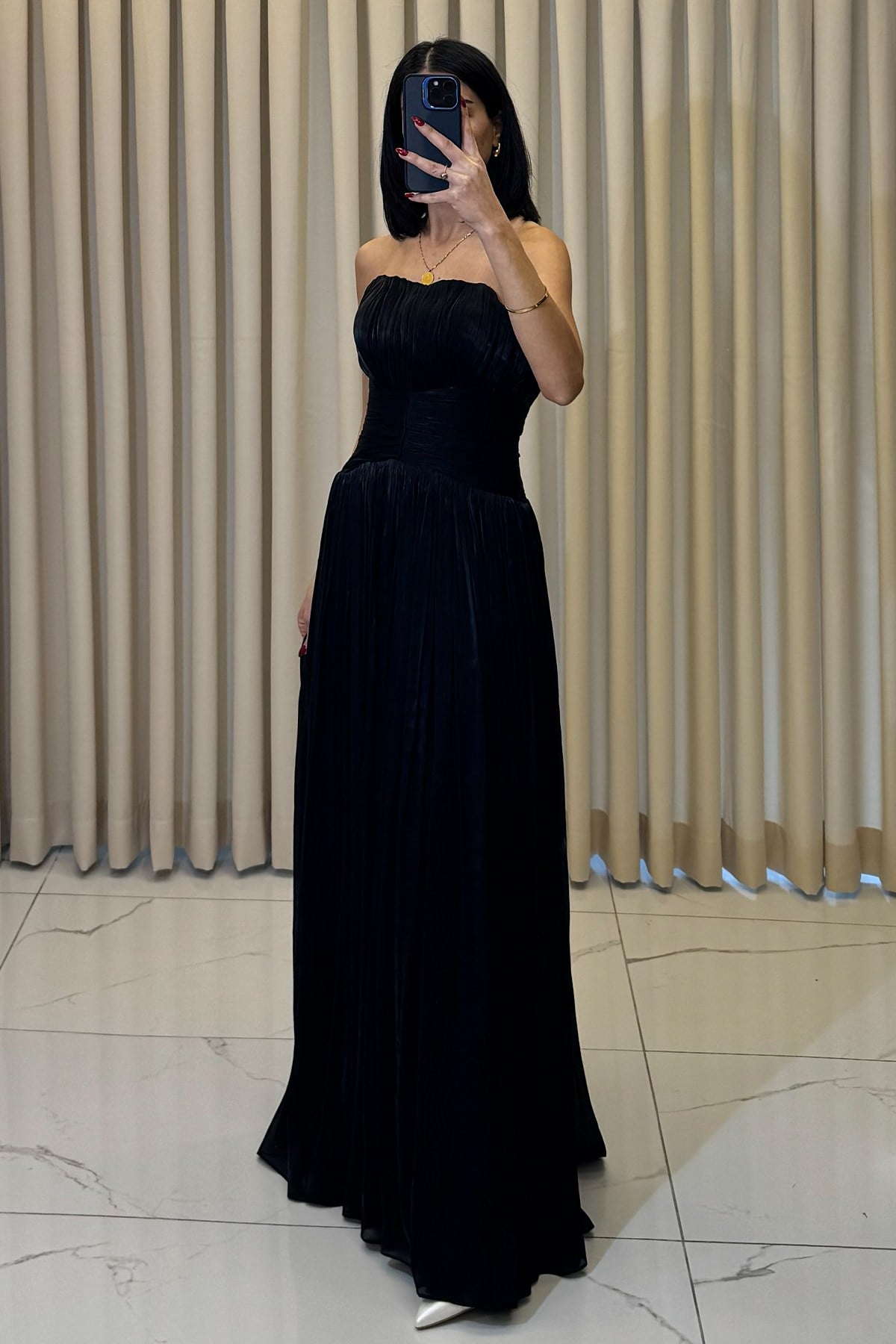 Straplez Uzun Abiye Siyah - Görsel 3