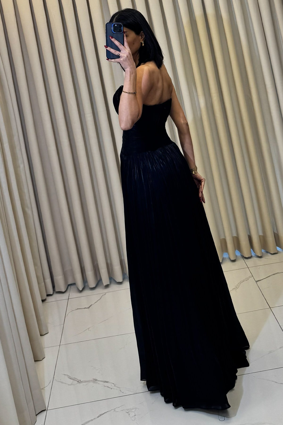 Straplez Uzun Abiye Siyah - Görsel 5